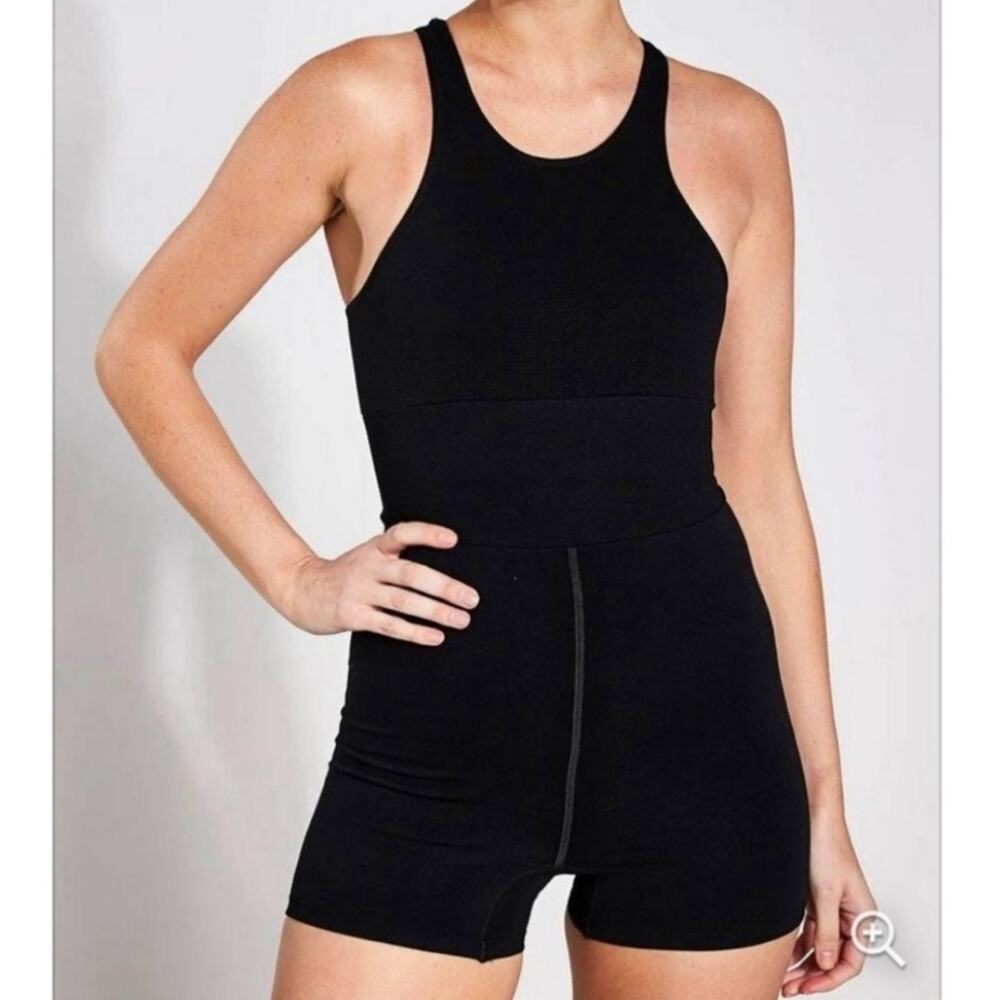 NWT FP Movement Every Single Time Runsie - Black Athletic Workout Romper - XS/S